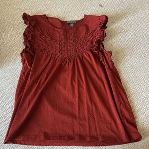 J. Crew Point Sur burnt orange Sleeveless xs Ruffled Blouse